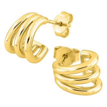 Brincos meia argola banhados a ouro argola tripla