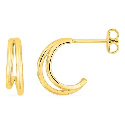 Pendientes medio aro bañados en oro doble medio anillo
