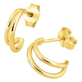 Brincos meia argola banhados a ouro dupla meia argola