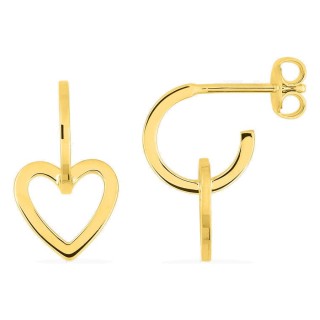 Pendientes medio aro bañados en oro con motivo corazón