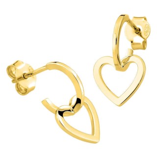 Pendientes medio aro bañados en oro con motivo corazón