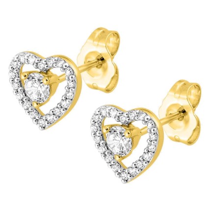 Pendientes corazón bañados en oro, rodio y circonitas
