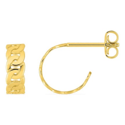 Pendientes medio aro bañados en oro anillos entrelazados