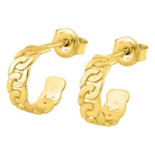 Pendientes medio aro bañados en oro anillos entrelazados