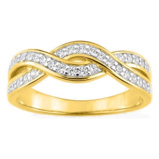 Anillo bañado en oro y rodio con circonitas motivo ola