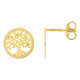 Pendientes de botón oro 750 ‰ árbol de la vida calado fantasía