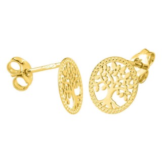 Pendientes de botón oro 750 ‰ árbol de la vida calado fantasía
