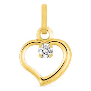 Colgante corazón oro amarillo 750 ‰ con circonita