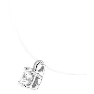 Collar hilo de nailon y colgante oro blanco 750 ‰ con circonita 0,18 ct