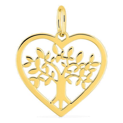 Pendente ouro amarelo 750 ‰ motivo coração e árvore da vida