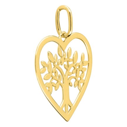 Colgante oro amarillo 750 ‰ motivo corazón y árbol de la vida