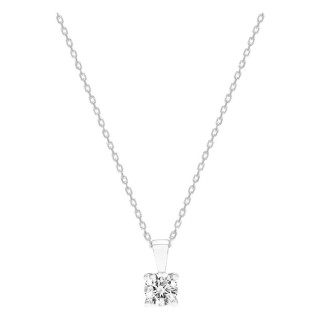 Collar solitario plata de ley 925 rodiada con circonita 6 mm