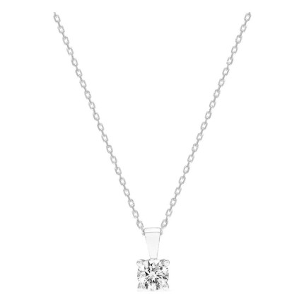 Collar solitario plata de ley 925 rodiada con circonita 6 mm
