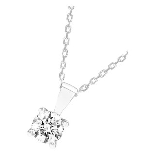 Collar solitario plata de ley 925 rodiada con circonita 6 mm