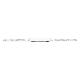 Pulseira bebé malha alternada 1+1 e chapa retangular 4 mm prata 925 rodiada