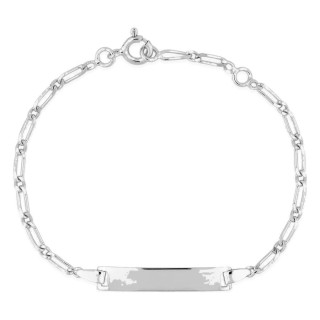 Esclava bebé cadena alterna 1+1 y placa rectangular 4 mm plata de ley 925 rodiada