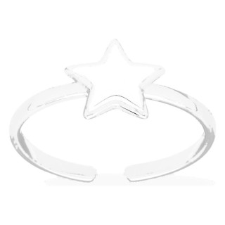 Anillo ajustable estrella plata de ley 925 rodiada