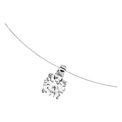 Colar fio de nylon prata 925 rodiada com zircónia 5,5 mm em cravação de garras