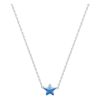 Colar infantil prata 925 rodiada e estrela-do-mar lacada azul