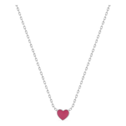 Collar plata de ley 925 rodiada motivo corazón lacado rojo