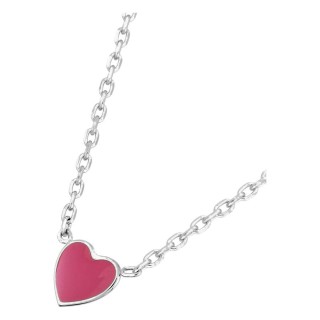 Collar plata de ley 925 rodiada motivo corazón lacado rojo