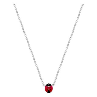 Collar plata de ley 925 rodiada colgante mariquita lacada roja