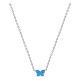 Colar borboleta lacada azul prata 925 rodiada