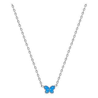 Colar borboleta lacada azul prata 925 rodiada