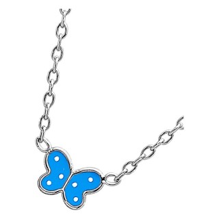 Colar borboleta lacada azul prata 925 rodiada