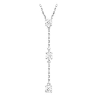 Collar plata de ley 925 rodiada trilogía de circonitas en engaste de garras