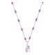 Collar infantil plata de ley 925 rodiada colgante unicornio y cadena fantasía con rombos de resina lavanda