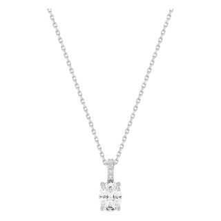 Collar plata de ley 925 rodiada con circonita blanca oval 8 x 6 mm