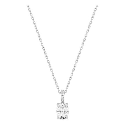 Collar plata de ley 925 rodiada con circonita blanca oval 8 x 6 mm