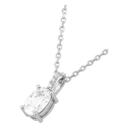 Colar prata 925 rodiada com zircónia branca oval 8 x 6 mm