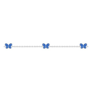 Pulsera infantil plata de ley 925 rodiada con mariposas lacadas azules
