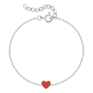 Pulsera infantil plata de ley 925 rodiada motivo corazón lacado