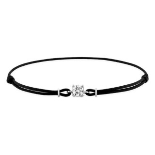 Pulseira cordão preto, zircónia 5 mm e prata 925 rodiada