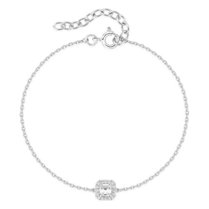 Pulseira prata 925 rodiada com zircónia lapidação princesa