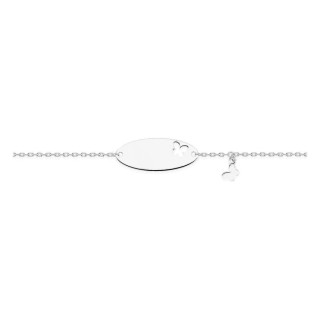 Pulseira bebé prata 925 rodiada chapa oval, borboleta vazada e pendente borboleta