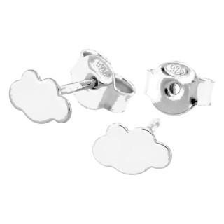 Pendientes de botón plata de ley 925 rodiada motivo nube