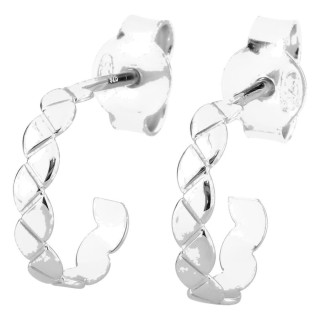 Brincos meia argola geométricos prata 925 rodiada