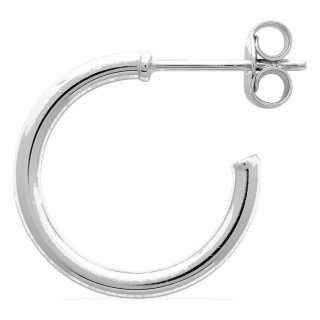 Pendientes medio aro plata de ley 925 rodiada 15 mm