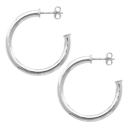Pendientes medio aro plata de ley 925 rodiada 25 mm