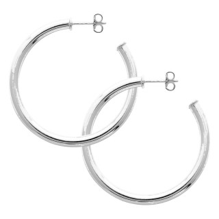 Pendientes aro plata de ley 925 rodiada 35 mm