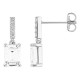 Pendientes largos plata de ley 925 rodiada con circonita blanca baguette 7 x 5 mm