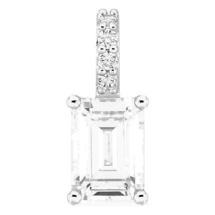 Colgante plata de ley 925 rodiada circonita solitario rectangular