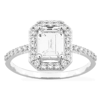 Anillo plata de ley 925 rodiada con circonita rectangular y orla