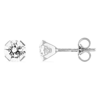 Pendientes de botón oro blanco 750 ‰ circonita blanca 5 mm