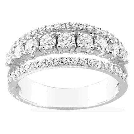 Anillo plata de ley 925 rodiada con hileras de circonitas