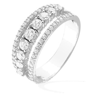 Anillo plata de ley 925 rodiada con hileras de circonitas